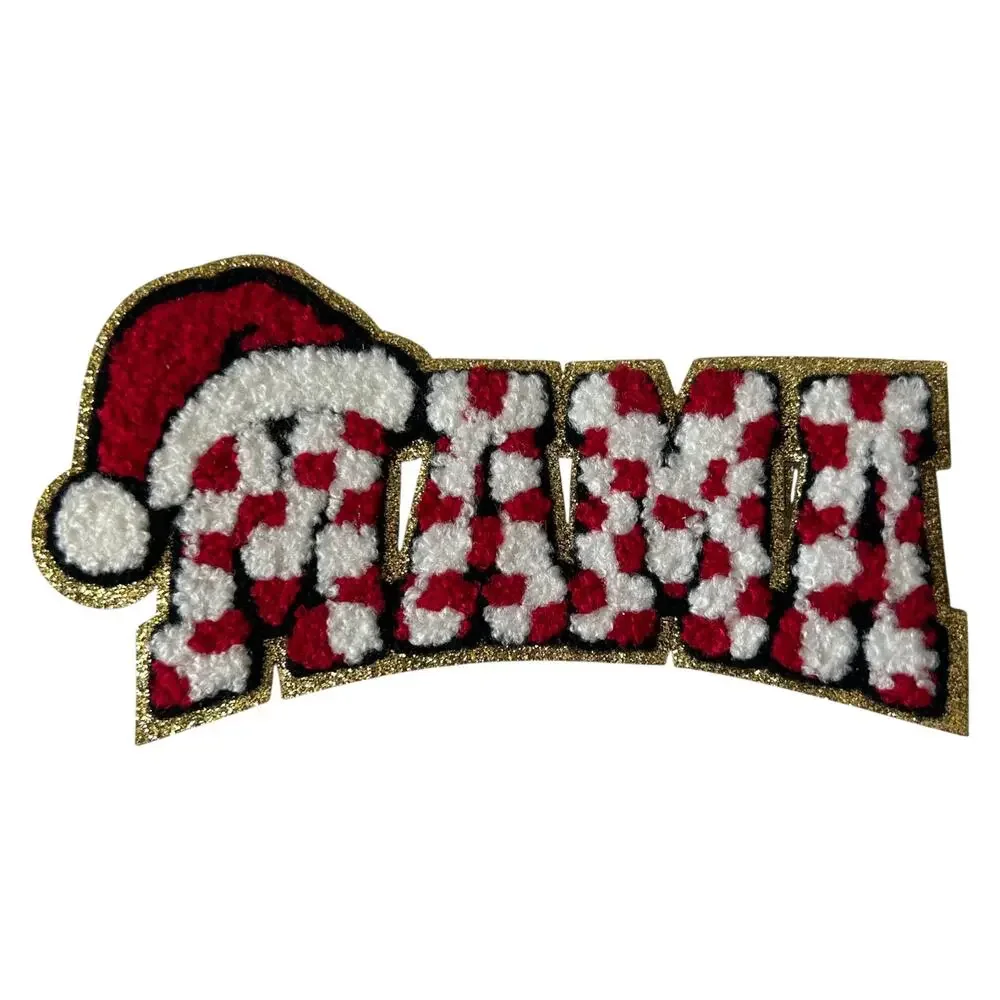 MAMA with Santa Hat Iron On Patch
